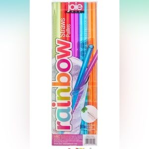 NIB 30 Rainbow reusable straws and cleaning brush